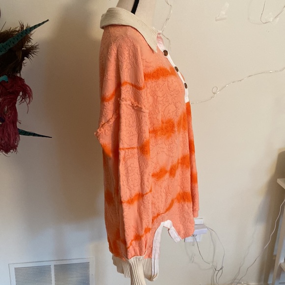 NWOT - Free People Orange Polo Sweater Button size Small - Picture 3 of 7